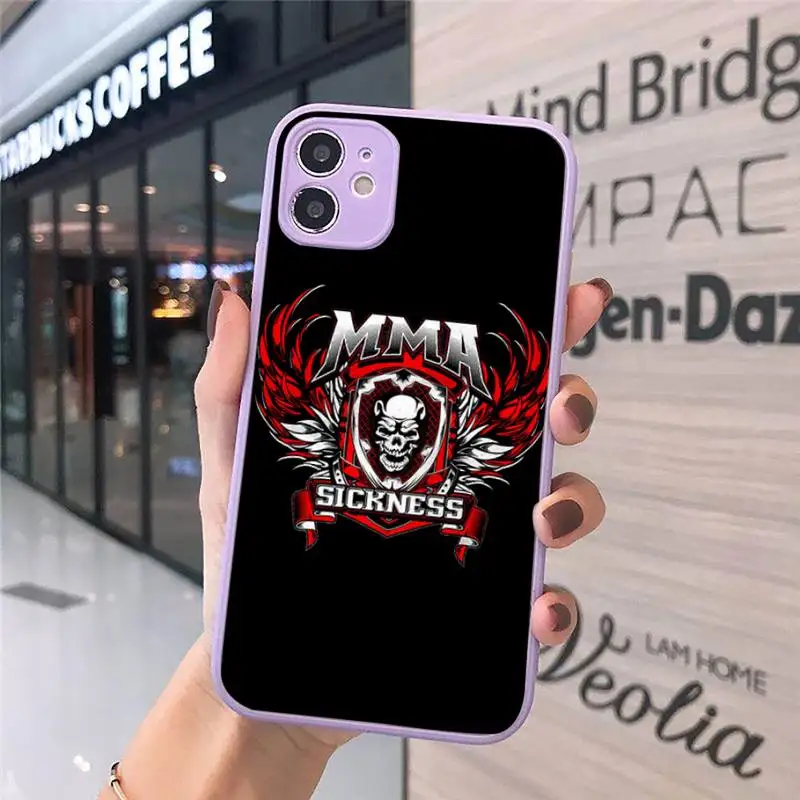 

Design The Mma Logo Phone Case For iPhone 12 11 Mini Pro XR XS Max 7 8 Plus X Matte transparent Purple Back Cover