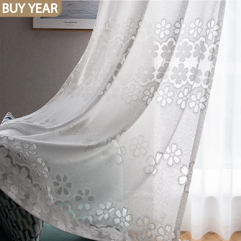

Modern Curtains for Living Dining Room Bedrooms Simple Pure Colored Jacquard Window Screen Fashion Voile Morden Tulles Curtains