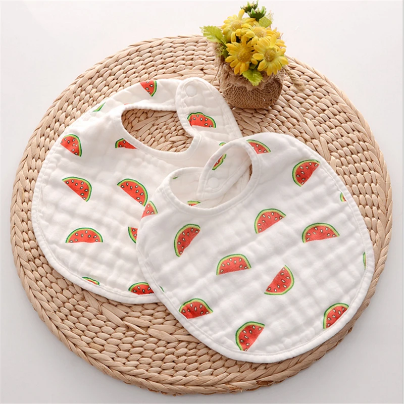 

Baby Bibs Water Absorption Cute Cartoon U Type 24*21cm Eight-Layer Muslin Cotton Gauze Saliva Bibs Feeding Care Rice Pocket Bibs