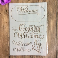 a4 29 21cm welcome diy stencils wall painting scrapbook coloring embossing album decorative paper card templatewall