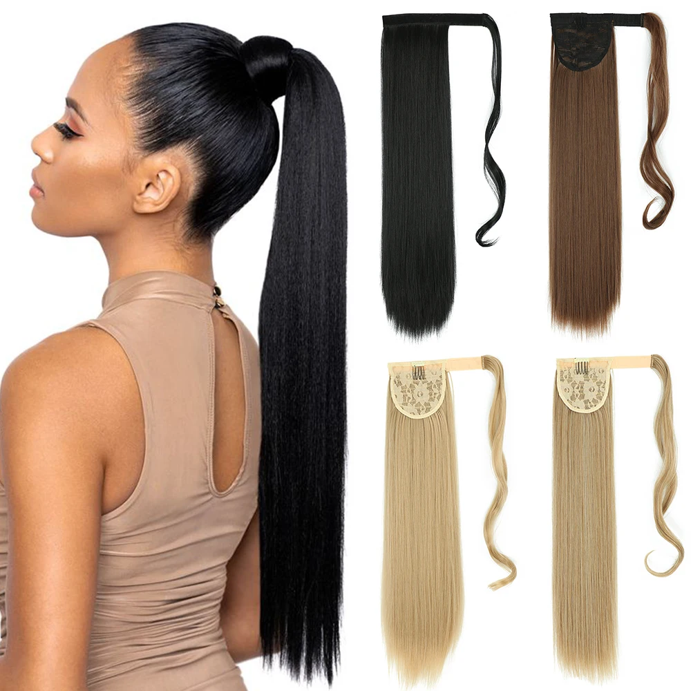 22-32 Inch Synthetic Hair Fiber Heat-Resistant Curly Hair With Ponytail Fake Hair Chip-in Hair Extensions Pony Tail