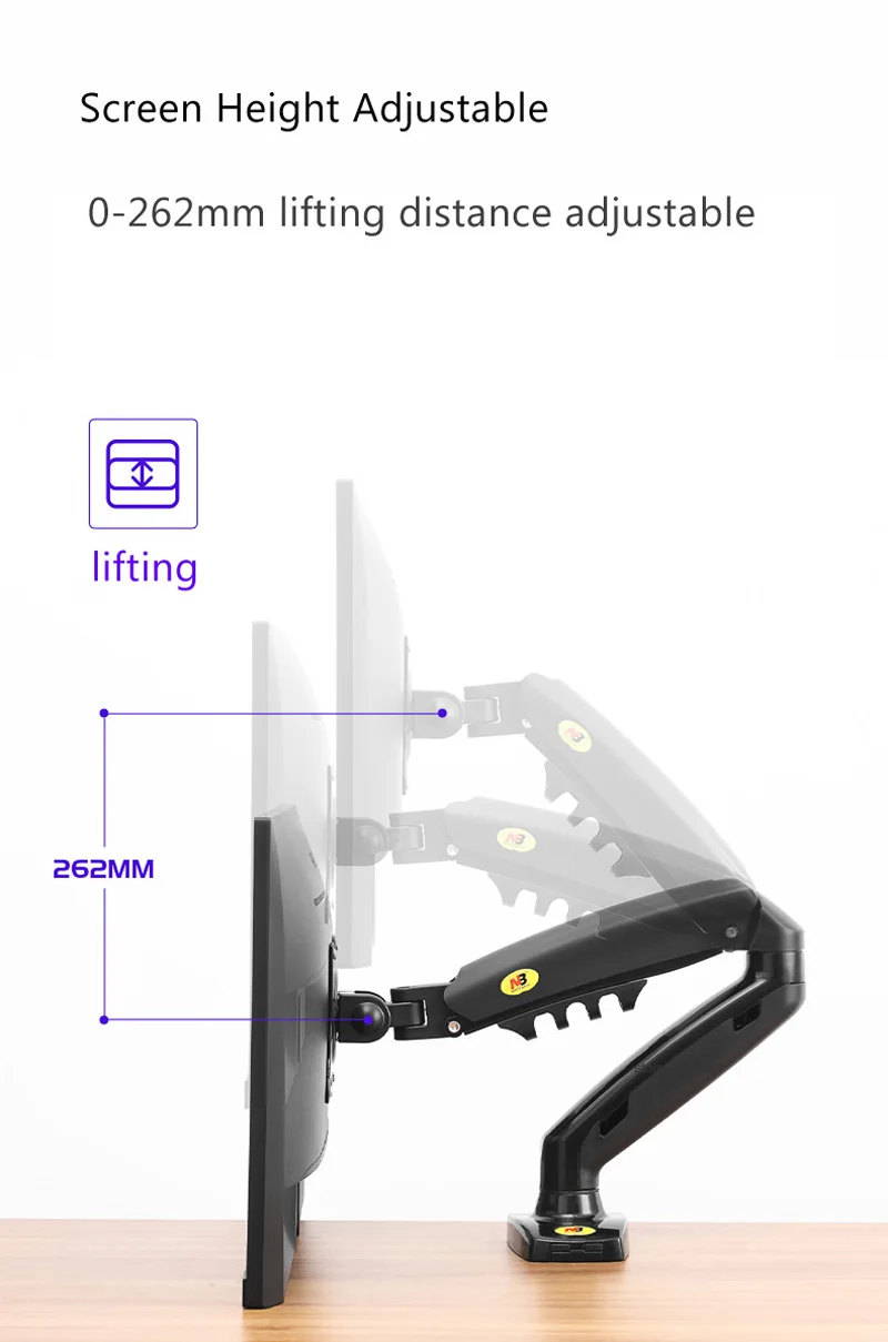 NB NEW F80 + 2pc USB3.0 2-9kg 17-27" desktop LCD Monitor Holder Arm Gas Spring Full Motion ergonomica dual arm | Компьютеры и офис