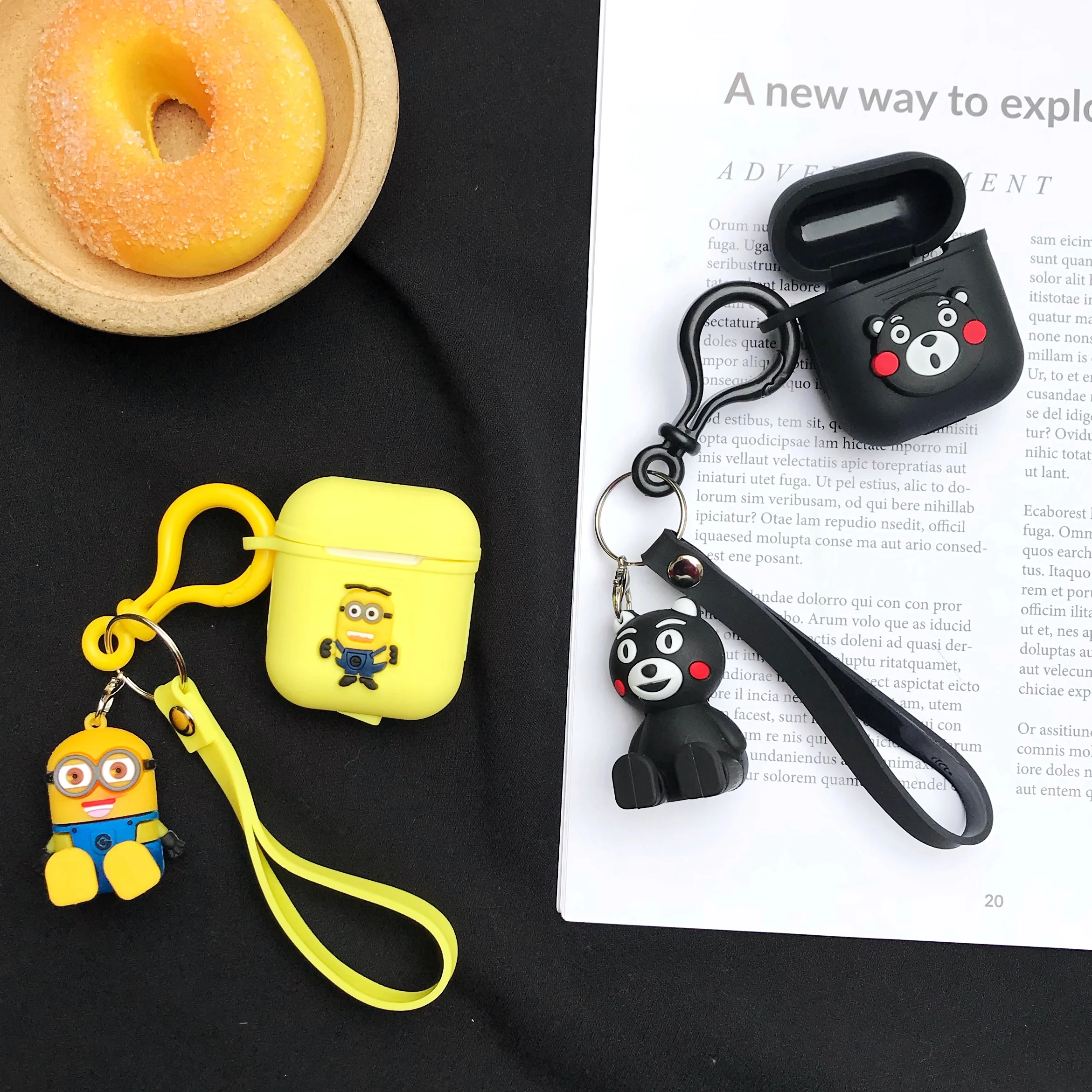 Милые Миньоны из мультфильма силиконовый чехол airpods для apple 1/2 Кумамото с брелком