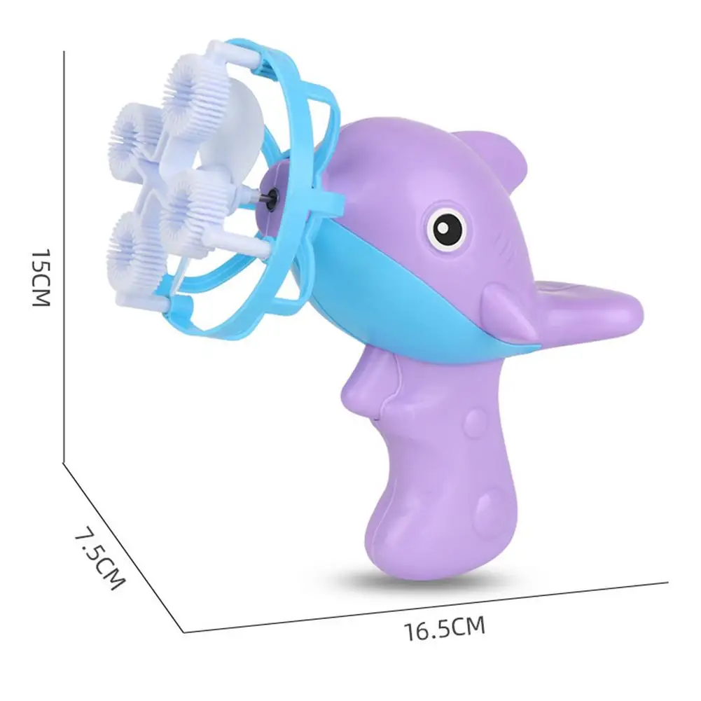 

Cartoon Electric Fan Bubble Machine Dolphin Shape Full Automatic Outdoor Bubble Blower Summer Parent-child Interactive Toys