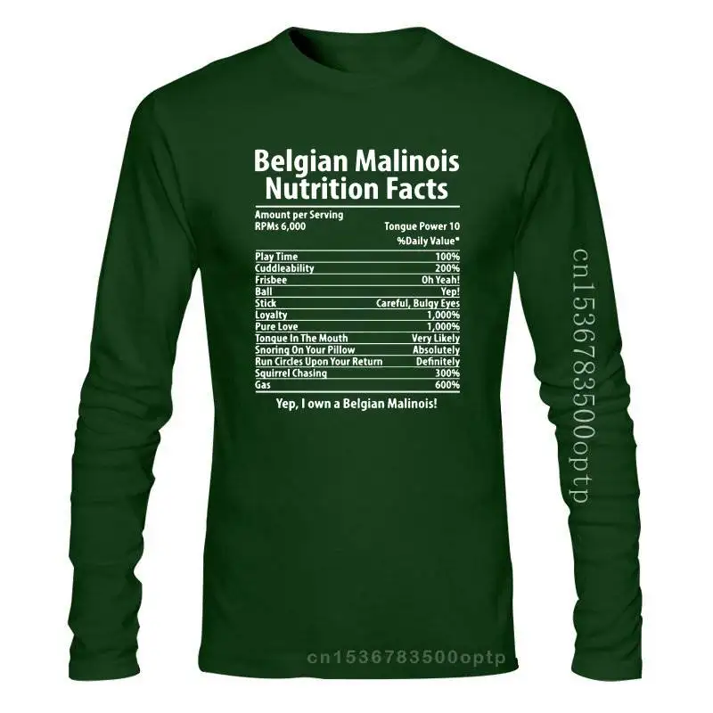 

New Printed Belgian Malinois Dog Nutrition Facts T-Shirt Tshirt Men Natural Mens Tshirts 2021 Oversize S-5xl