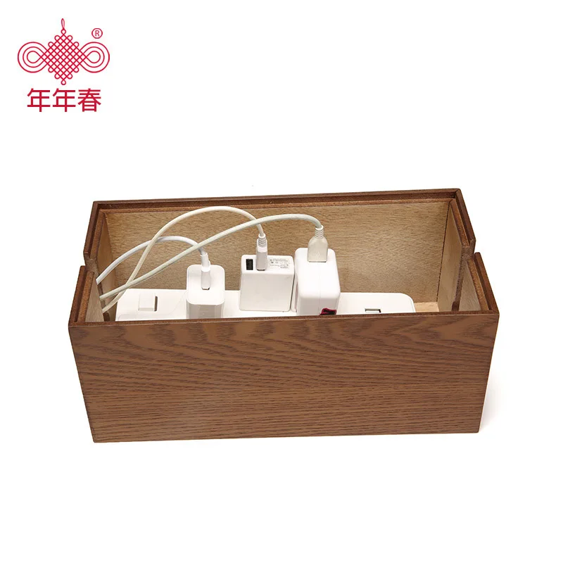 Продажа Пасторальная простая деревянная настольная розетка для кабеля питания для гостиной и офиса, коробка для хранения