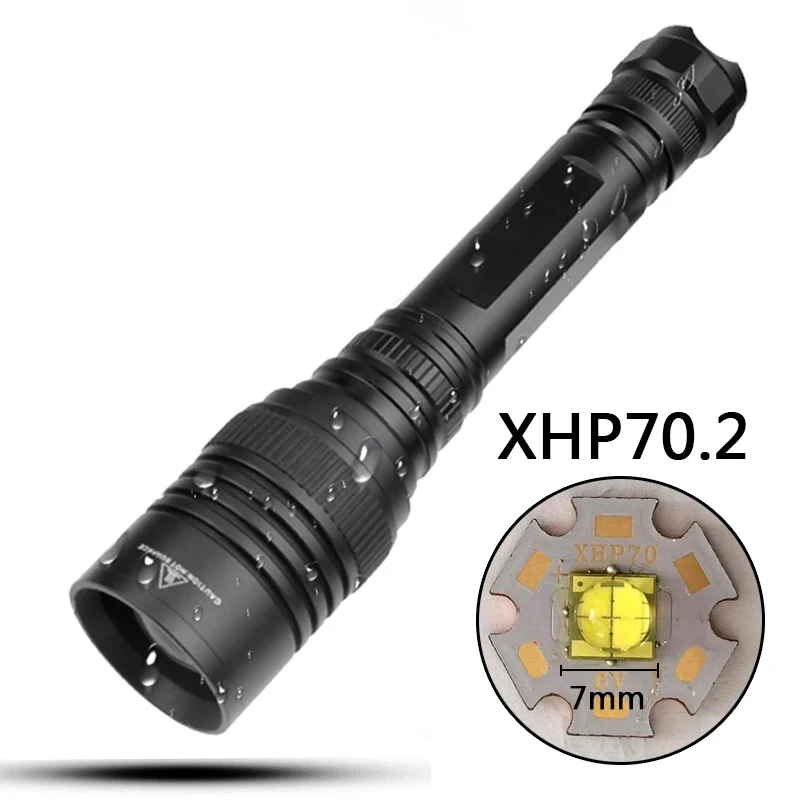 Оригинальный CREE XHP70.2 32w Мощный тактический светодиодный фонарик с зумом