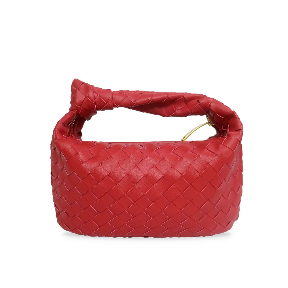 

Guangzhou leather fashion temperament simple pure color personalized women's bag cowhide woven knot horn bag Single Shoulder
