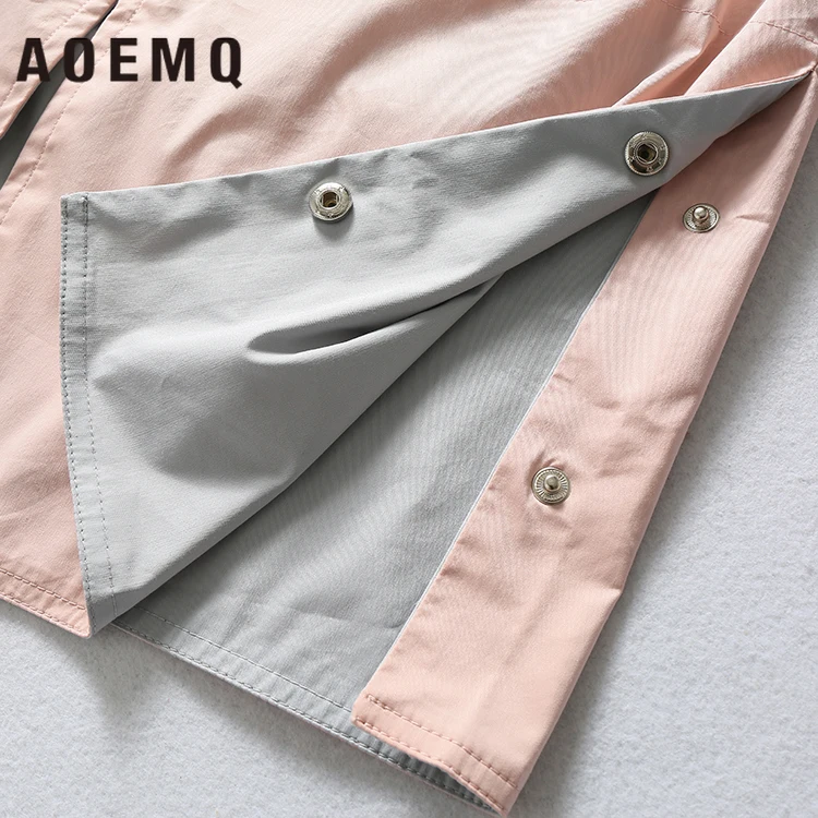 AOEMQ модное пальто в стиле пэчворк цветное хип-хоп Highstreet на молнии регулируемая