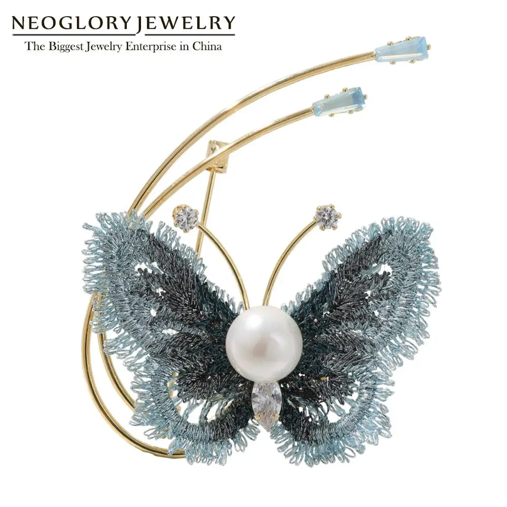 Броши Neoglory в китайском классическом стиле ручной работы с вышивкой бабочки для