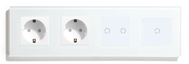 Двойная розетка европейского стандарта BSEED с сенсорным выключателем 1 комплект 2