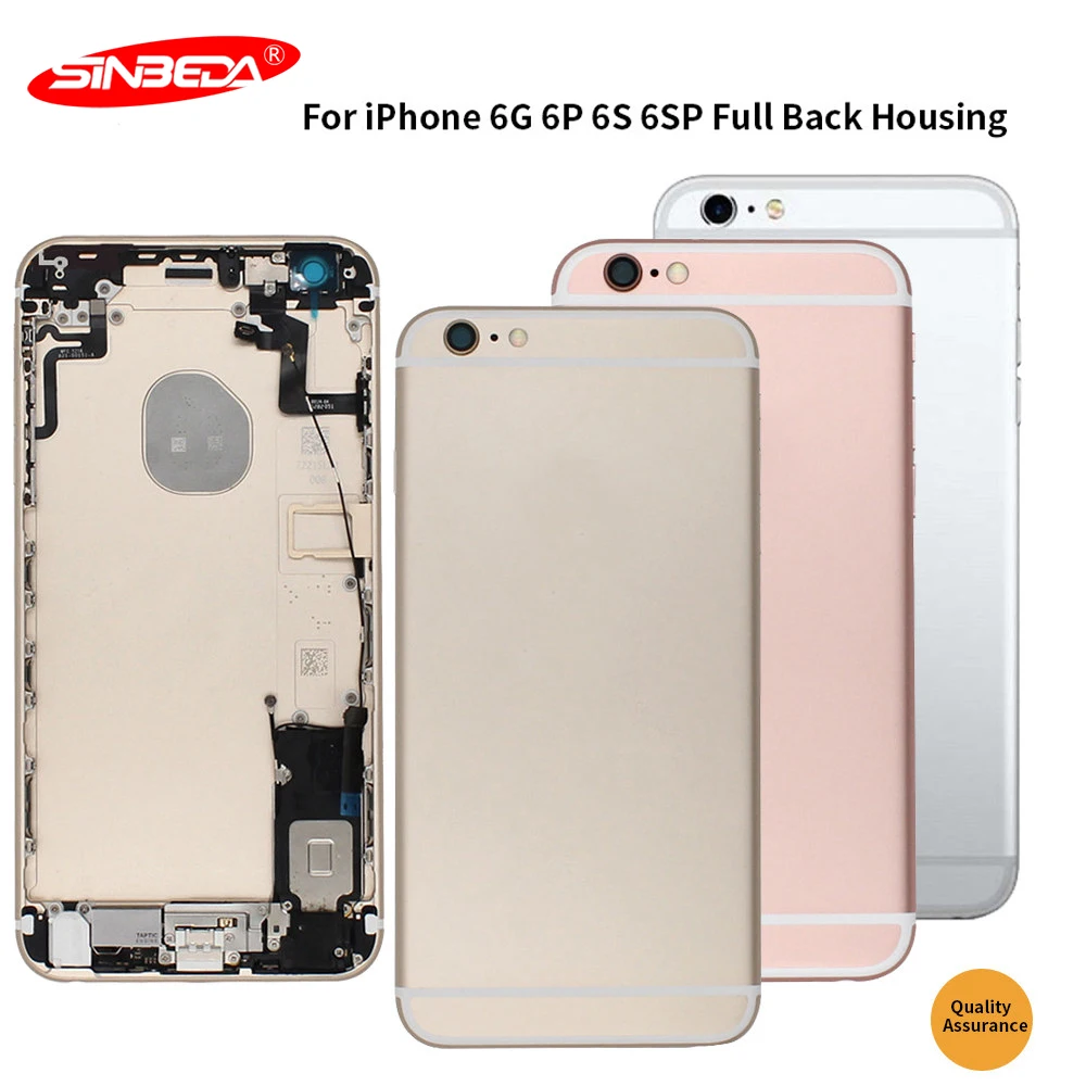 Sinbeda Back Housing For iPhone For iPhone 6 6s Plus Battery Cover For iPhone6 Rear Door Housing Case with Side Keys SIM Tray