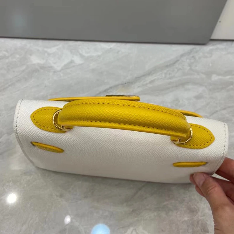 

New Version Of Color Matching H KL Handbag Female Palm Pattern Shape 22cm/25cm Fashion Trend Two-Layer Leather Crossbody