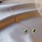 Женское Ожерелье с кулоном, с зеленым Цирконом