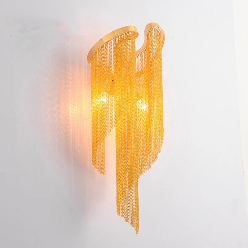 

Luxury Tassel Chain Wall Lamp Alumnium Stream Wall Lights For Hotel Restaurant balcony home lighting Wall Sconce Luminaire