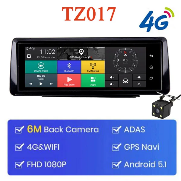 WHEXUNE " ips 4G ADAS Автомобильный видеорегистратор Android gps навигация 1080P Автомобильный видеорегистратор ночное видение Bluetooth Wi-Fi Live Monitor - Название цвета: TZ017