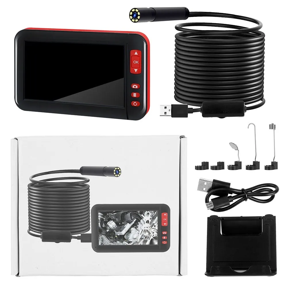 

Industrial Endoscope Borescope Inspection Camera Built-in 8pcs LEDs 8mm Lens with 4.3 Inch High-definition 1080P Display Screen