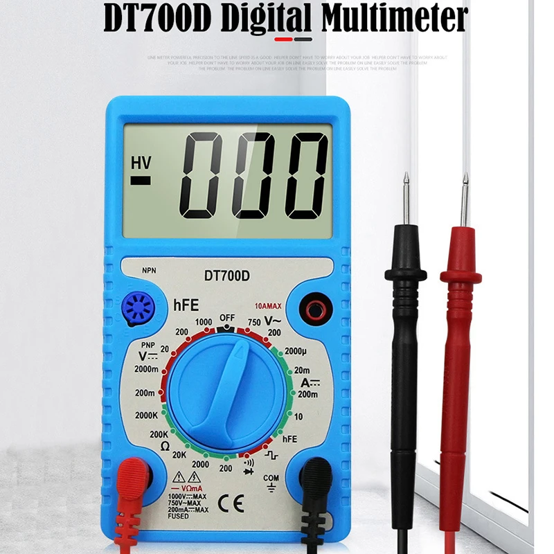 DT700D цифровой мультиметр с большим экраном зуммер мини выход вольтметр