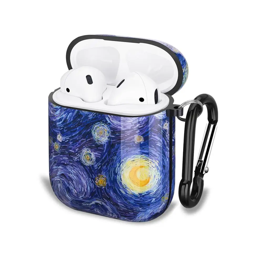 

For Apple Airpods 1 2 wireless Charging Case Shockproof Carrying Protective TPU Cover Case Airpod Earphone - van gogh Painting