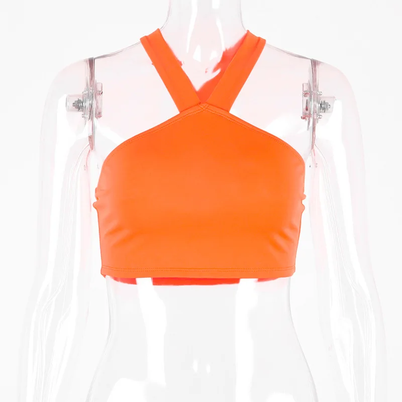 Оставайтесь аккуратными неоновые оранжевые кружевные тонкие топы на бретелях 2019