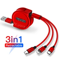 120cm 3 in 1 usb charge cable for iphone 13 12 micro usb type c cable retractable portable charging cable for iphone x 8 samsung