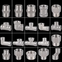 1pcs 12 34 bsp female male thread tee type reducing stainless steel elbow butt joint adapter adapter coupler plumbing fittings