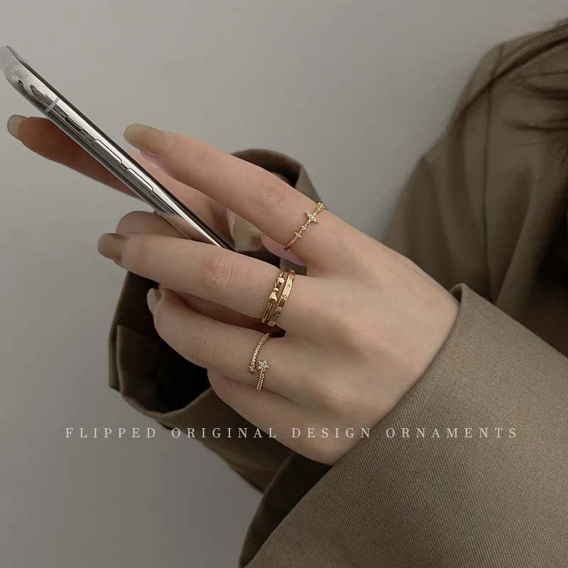 Кольцо с золотым пигментом кольцо из четырех частей женская мода индивидуальный