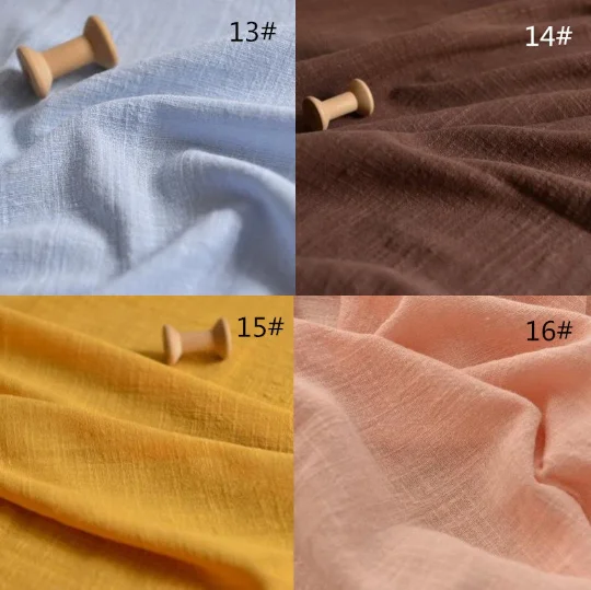 Однотонная льняная ткань тонкая бамбуковая текстура однотонная для весны и лета