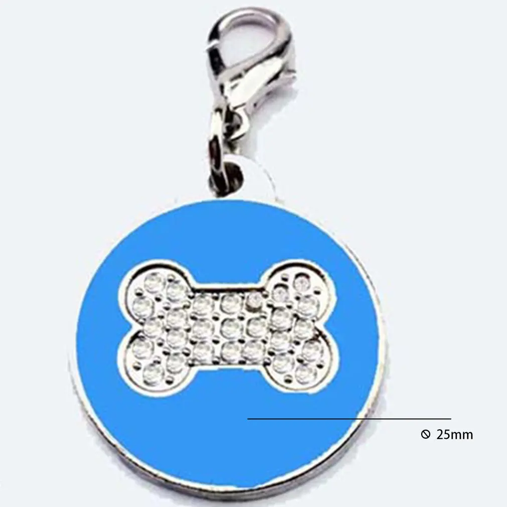Zinc Alloy Pet ID Tag with Shiny Rhinestone Paw Bone Pattern Identify Card Mini Dog Cat Collar Pendant Accessories | Дом и сад