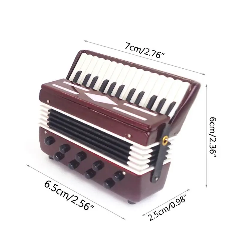 

1/12 Dollhouse Wooden Accordion Miniature Musical Instruments Model Collection 19QF