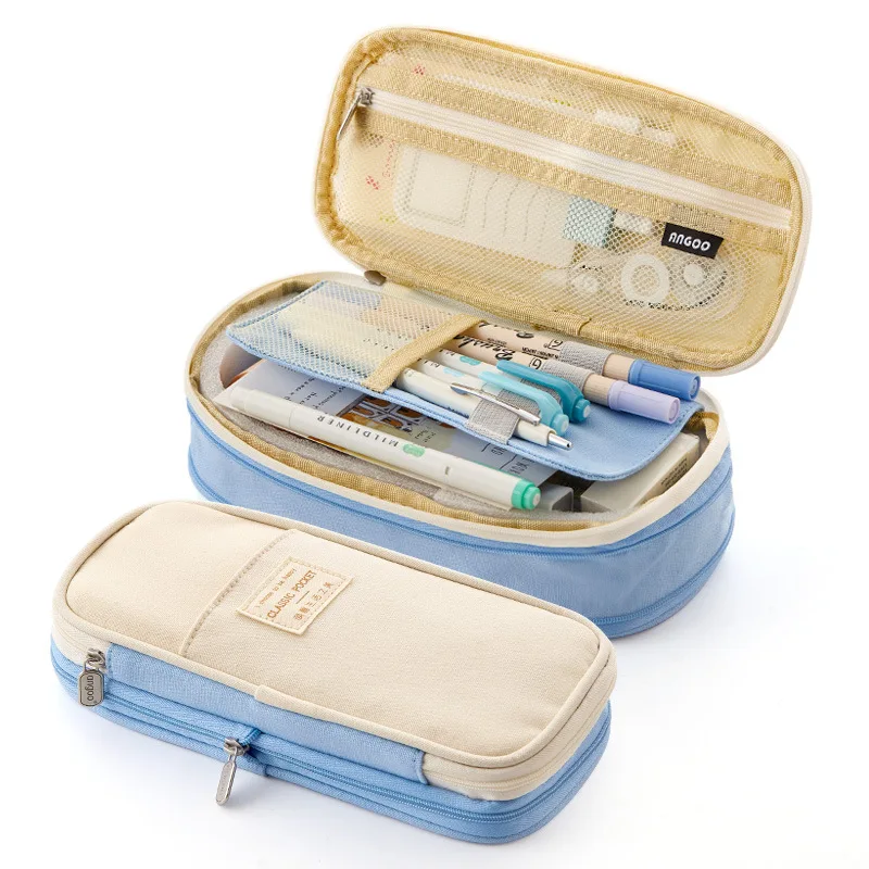 

Organizer Pen Box Pencil Case Fold Canvas Stationery Storage Solid Color for Cosmetic Bag Travel Student School Supplies Pouch G