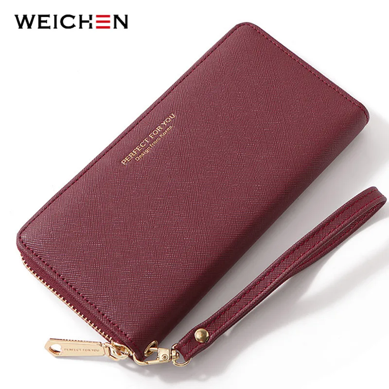 

WEICHEN New Wallet Synthetic Leather Women Wallets Zipper Long Purse Female Ladies Carteira Phone Card Holder Clutch Portfel