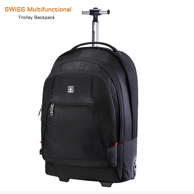 

2 in 1 40L Trolley Backpack Business Travel Bag Large Capacity Waterproof Suitcase Laptop Backpack Swiss Multifunctional Luggage
