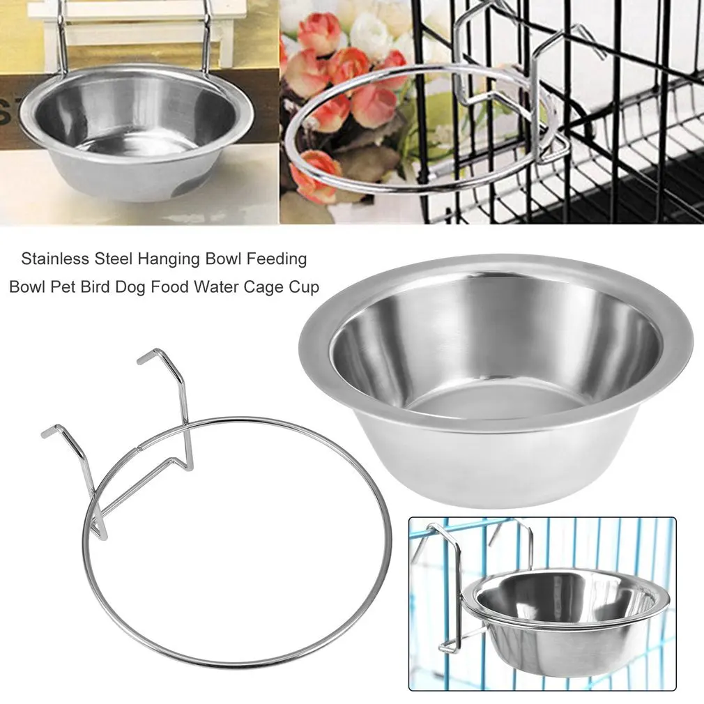 2022 Stainless Steel Pet Dog Bowl Food Water Drinking Cage Cup Hanger Food Water Bowl Travel Bowl For Pet Feeding Tools Hot Sale