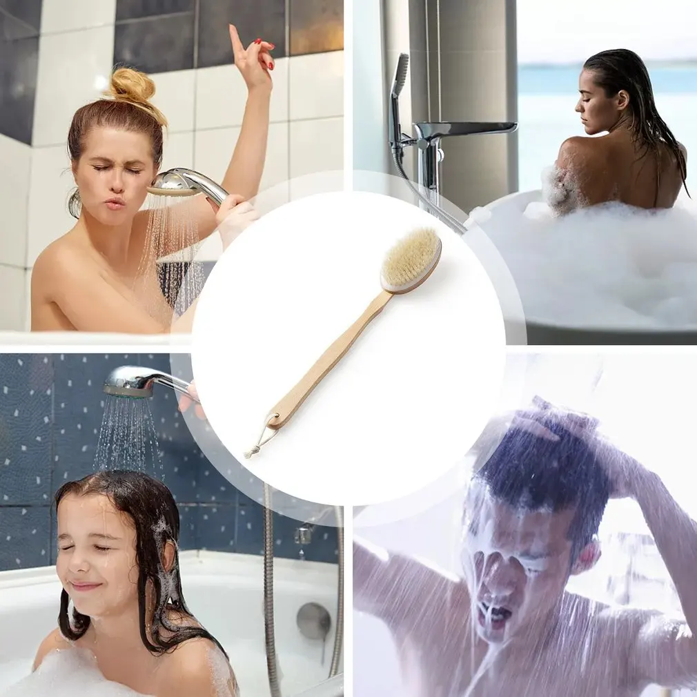 

Dry Body Brush With Natural Bristles Removable Handle Anti Cellulite Removes Dead Cells Exfoliates And Cleaning The Skin