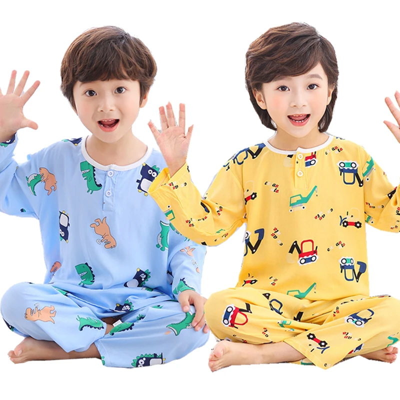

Kids Pajamas Summer Girls Boys Sleepwear Nightwear Baby Infant Clothes Cartoon Dinosaur Pijamas Sets Cotton Children's Pyjamas