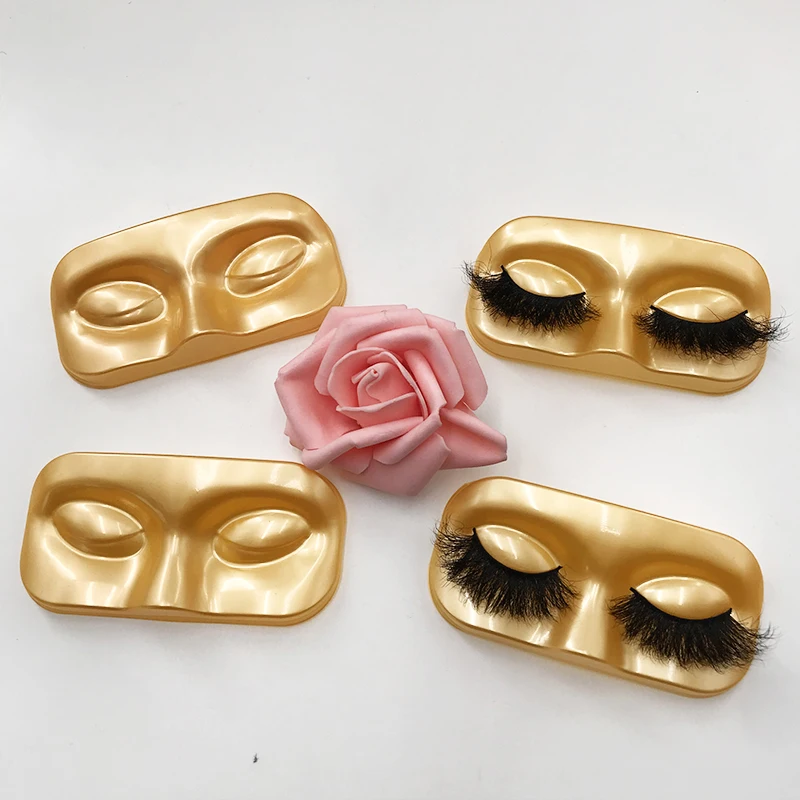 Wimpern Gesicht Form Tablett Gold Tray Peitsche Verpackung Werkzeug Holographische Lash Box