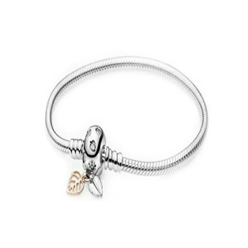 Authentic 925 Sterling Silver Snake Chain Charm Bangle Fit European Original Bracelets Jewelry Women Gift - Окраска металла: 6