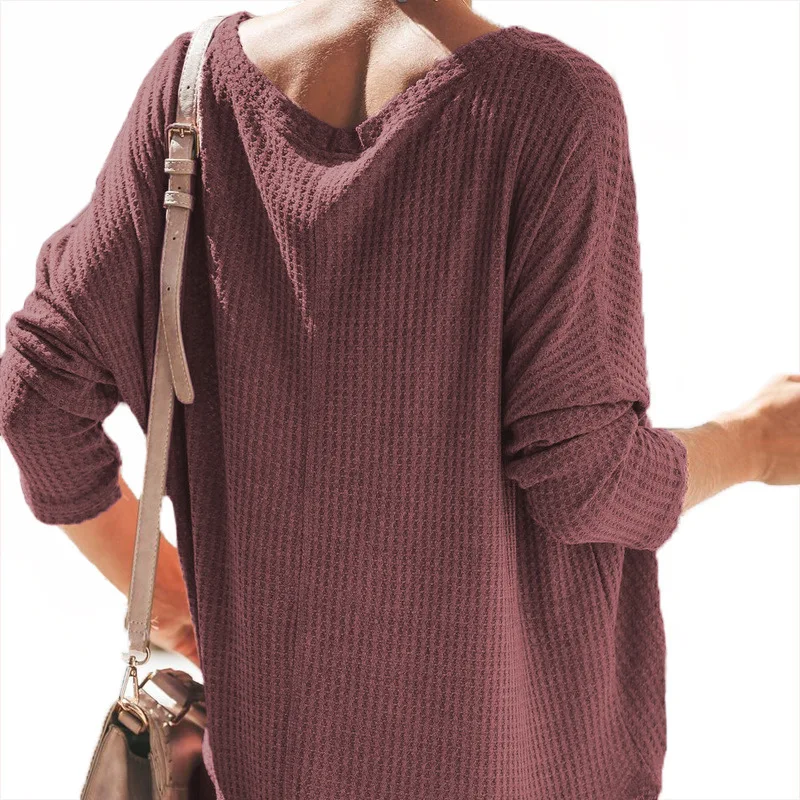 KALENMOS Autumn Winter Knit Sweater Women V Neck Long Slevee Solid Pullovers Tops Casual Loose Streetwear Fashion New Sweaters |