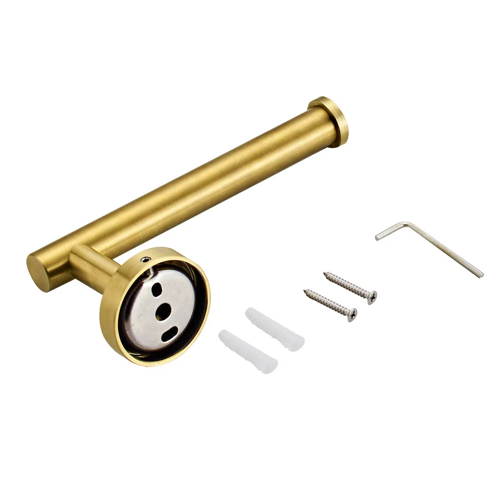 matte gold stainless steel round 304 wall mounted hand towel bar toilet paper holder robe towel hooks bathroom accessories kits free global shipping