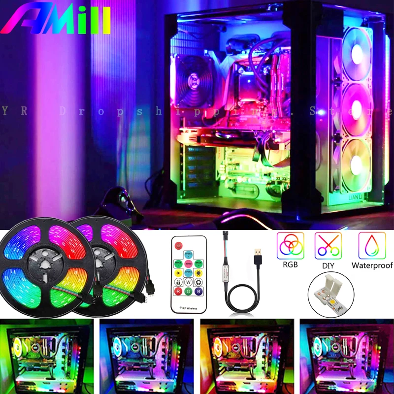 

Neon Strip 5V WS2812B Led Strip RGB Smart Pixel Strip Black PCB Waterproof Individually Addressable Strip Garland Decor Lighting