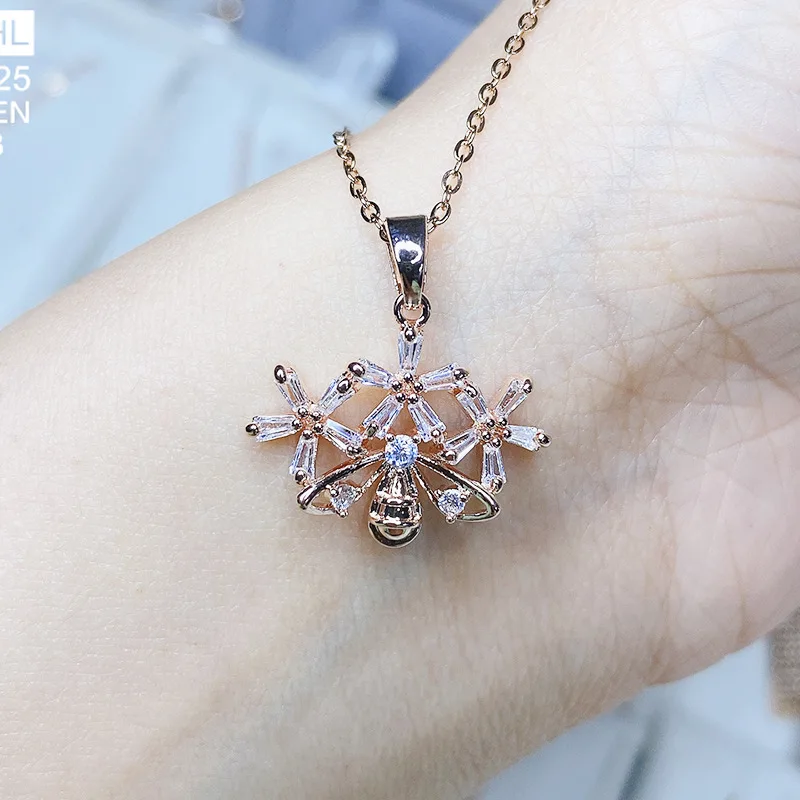 Модные ювелирные изделия ожерелье из титановой стали розовое золото пчелиный