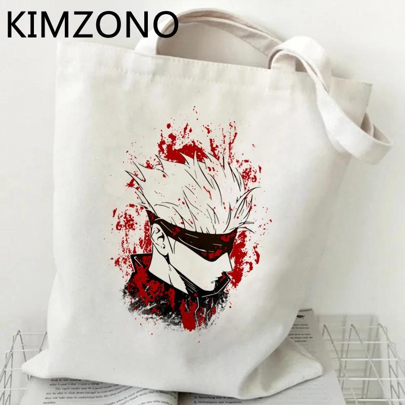 

Jujutsu Kaisen shopping bag tote recycle bag bolsa cotton bolsas de tela handbag bag ecobag bolsas reutilizables woven cabas