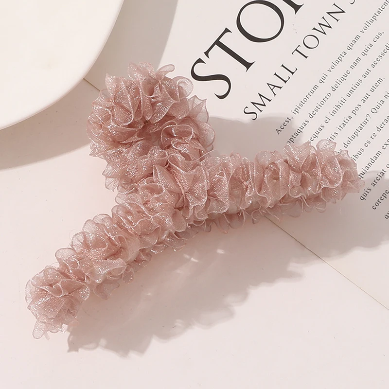 

Simple Hair Claw Clamp Hair Crab For Women Girls Hair Clip Claws Lace Hair Crab Solid Color Cross Hair Claw Hair Accessories