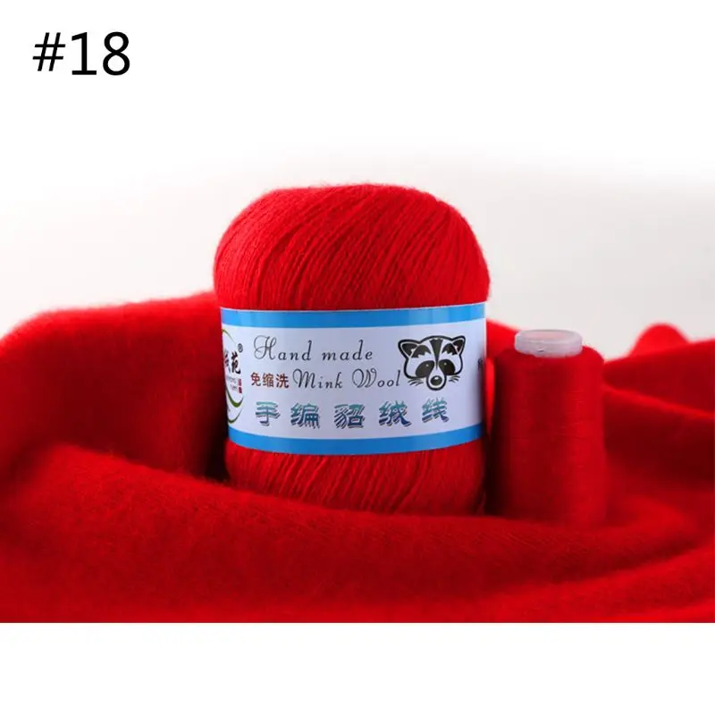 18 50g Soft Mink Wool Yarn Hand-knitted Luxury Cashmere Crochet Knitted Crochet Knitting Scarf M0XD - Color: 18