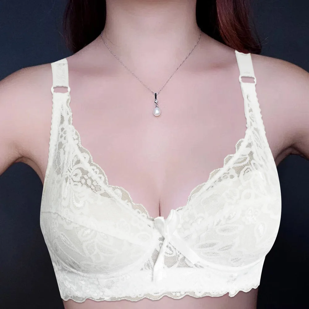 

3 Pcs Sexy Women Push Up Bras Lace Soft Cotton Padded Underwire Lingerie Bow Underwear Brassiere Bralette Plue Size 34-46