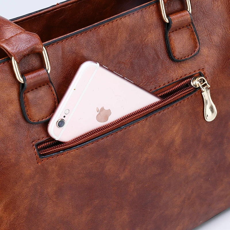 

Fashion Vintage Simple Ladies Shoulder Bags Top Quality Women Composite Bag Oil Leather Women Handbag New Fashion Handbags