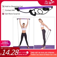 pilates bar stick with resistance band for portable gym home fitness body building workout sports women fitness resistance band