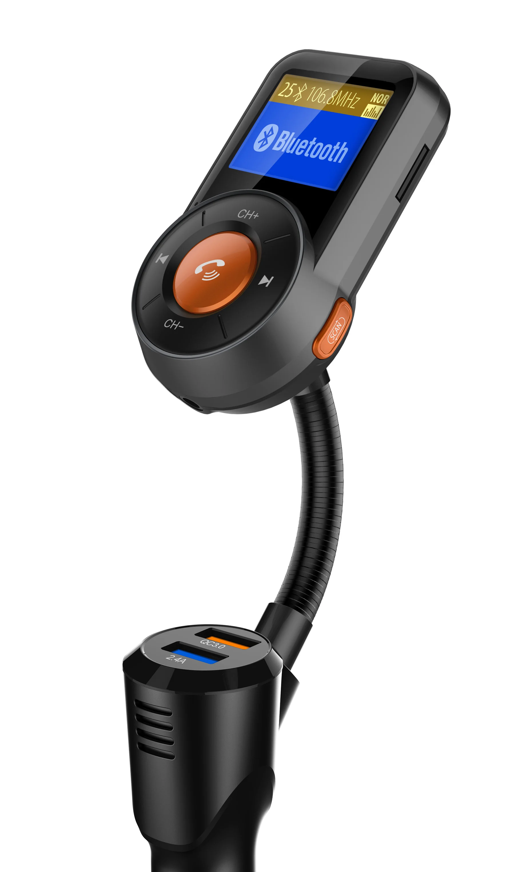 

BT76 Bluetooth -compatible FM Transmitter,Hands-free Wireless Radio Adapter Car Charger Kit