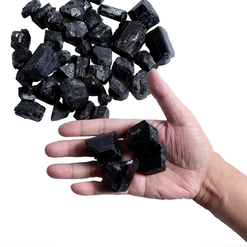 Natural Black Tourmaline Crystal Rough Stone Rock Mineral Specimennatural Stones and Minerals-200G | Освещение